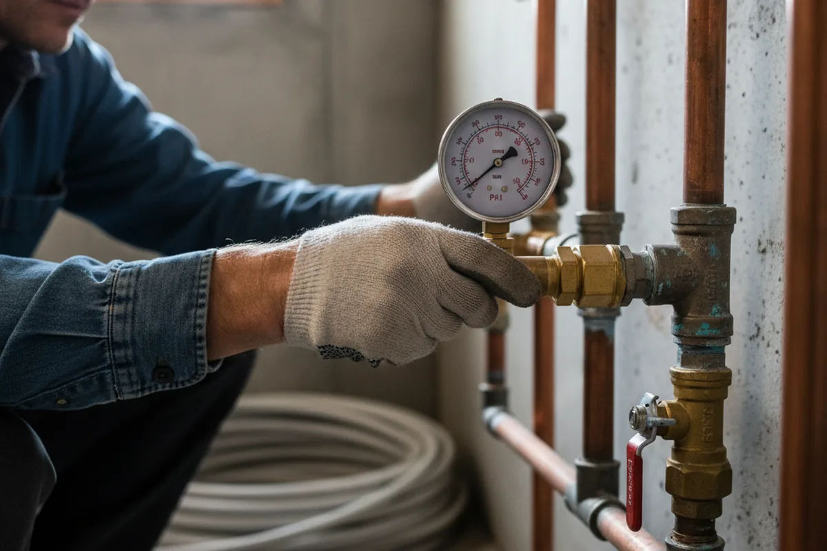 Pressure testing a repaired line during Water Line Repair in East Weymouth